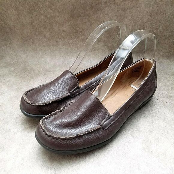 Thom McAn Womens Daylin Size 9.5 Brown Leather Slip On Loafers - Picture 3 of 10